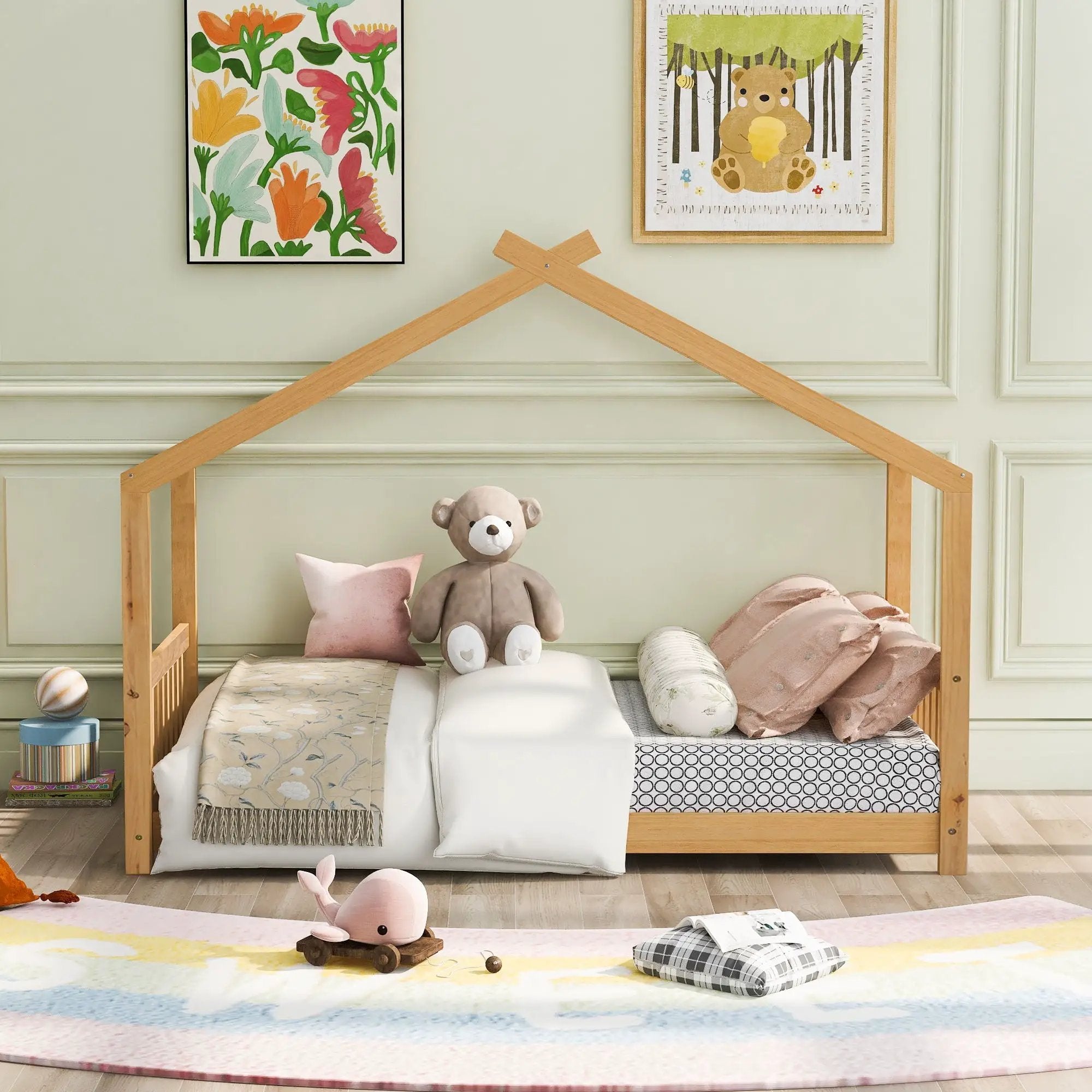 House Platform Bed With Headboard And Footboard, Roof Design by Unique Piece Furniture