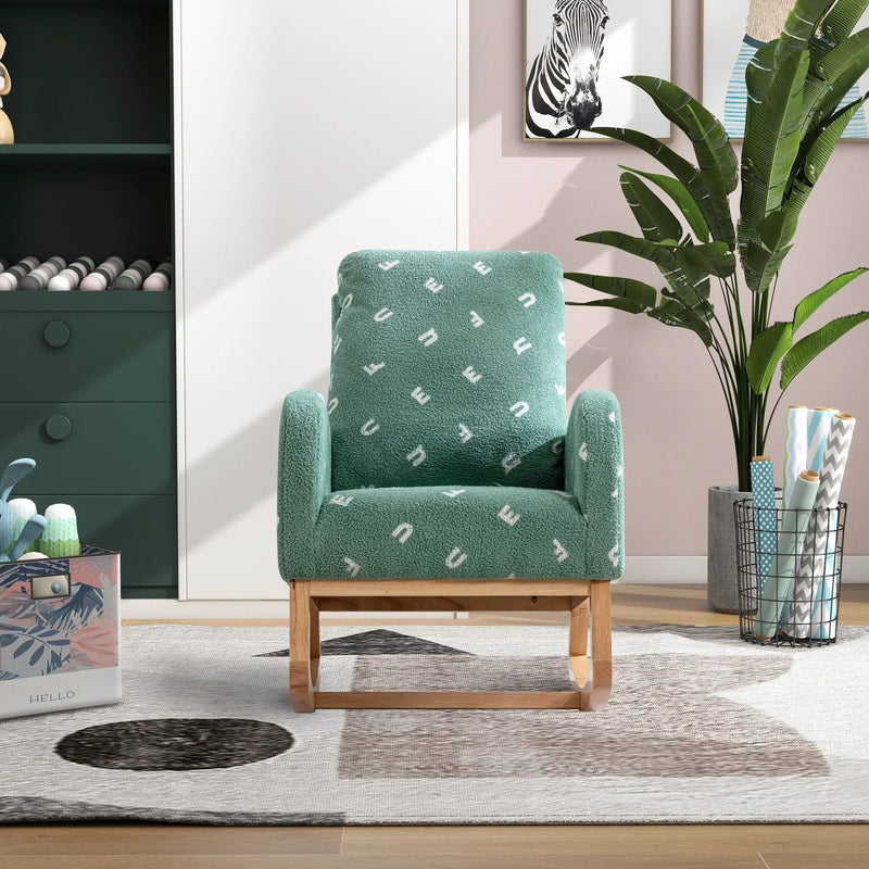 Modern Accent Rocker Armchair With Side Pocket, Upholstered High Back by HouseOfZazla