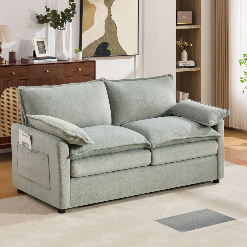 Modern Loveseat Sofa, Upholstered Couch With Side Storage Pockets by HouseOfZazla