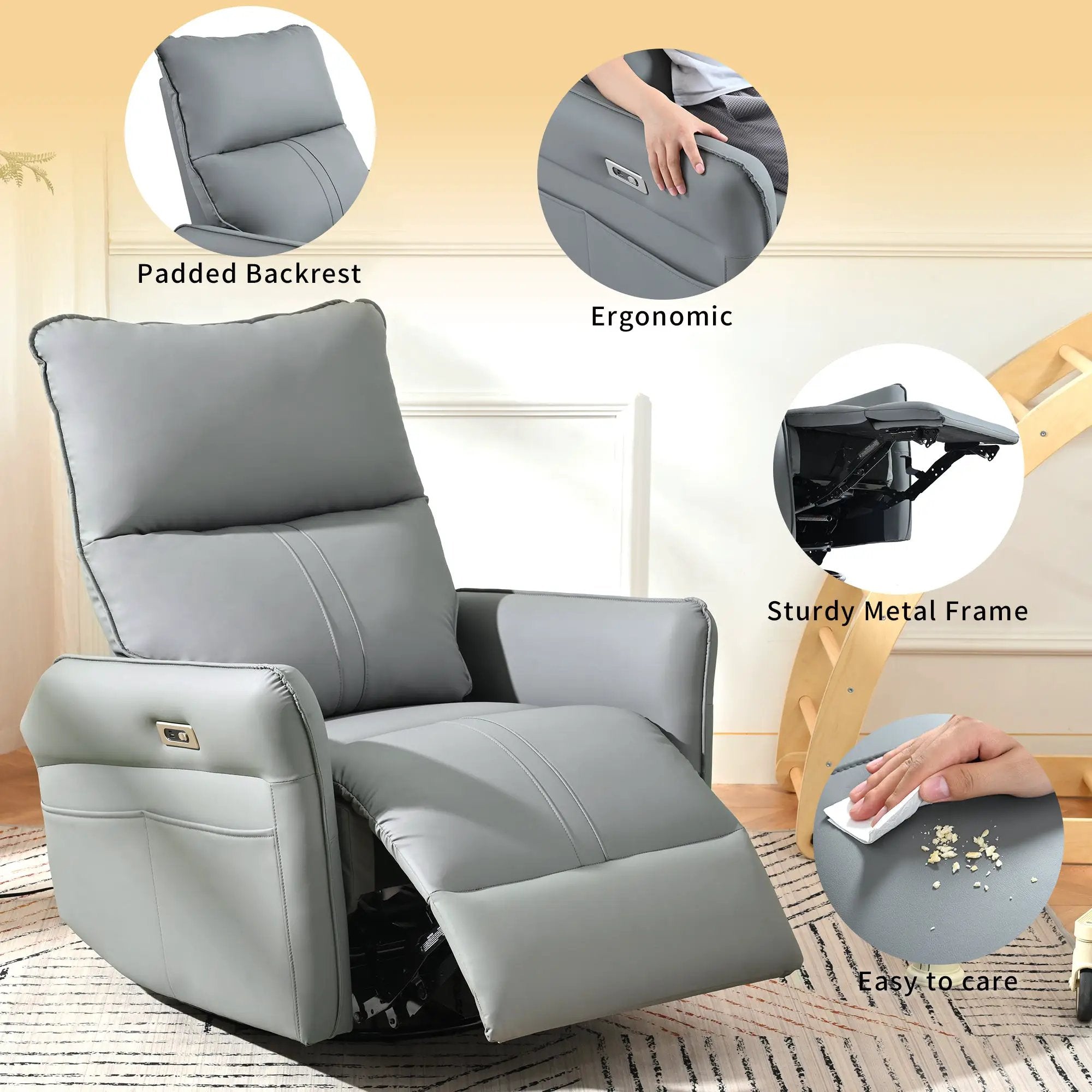 Power Swivel Rocker Recliner Chair for Adults by HouseOfZazla