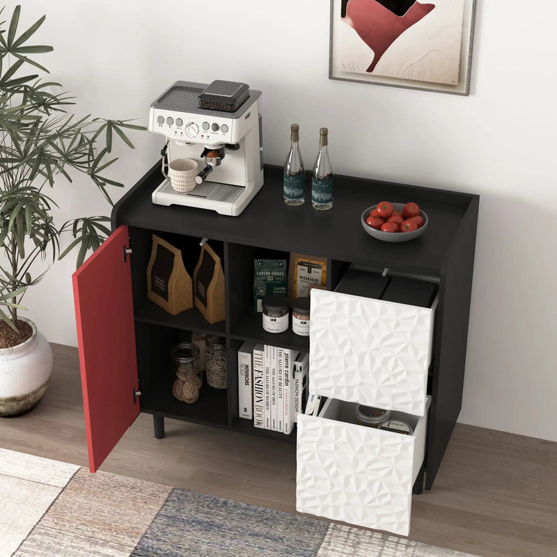 Modern Sideboard Buffet Cabinet With Doors And Unique Panel Styling by HouseOfZazla