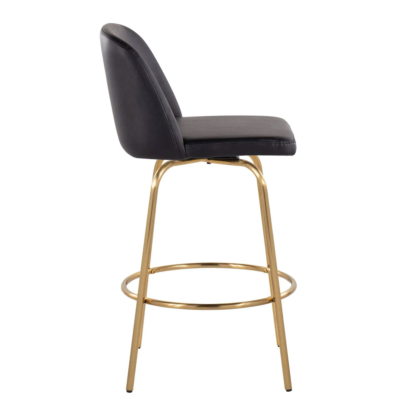 Toriano - Contemporary, Fixed Height Counter Stool With Swivel With Round Footrest (Set of 2) by HouseOfZazla