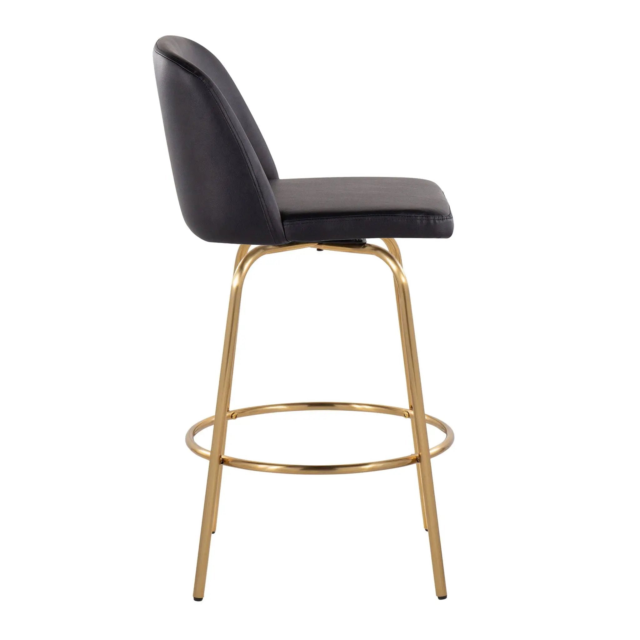 Toriano - Contemporary, Fixed Height Counter Stool With Swivel With Round Footrest (Set of 2) by HouseOfZazla