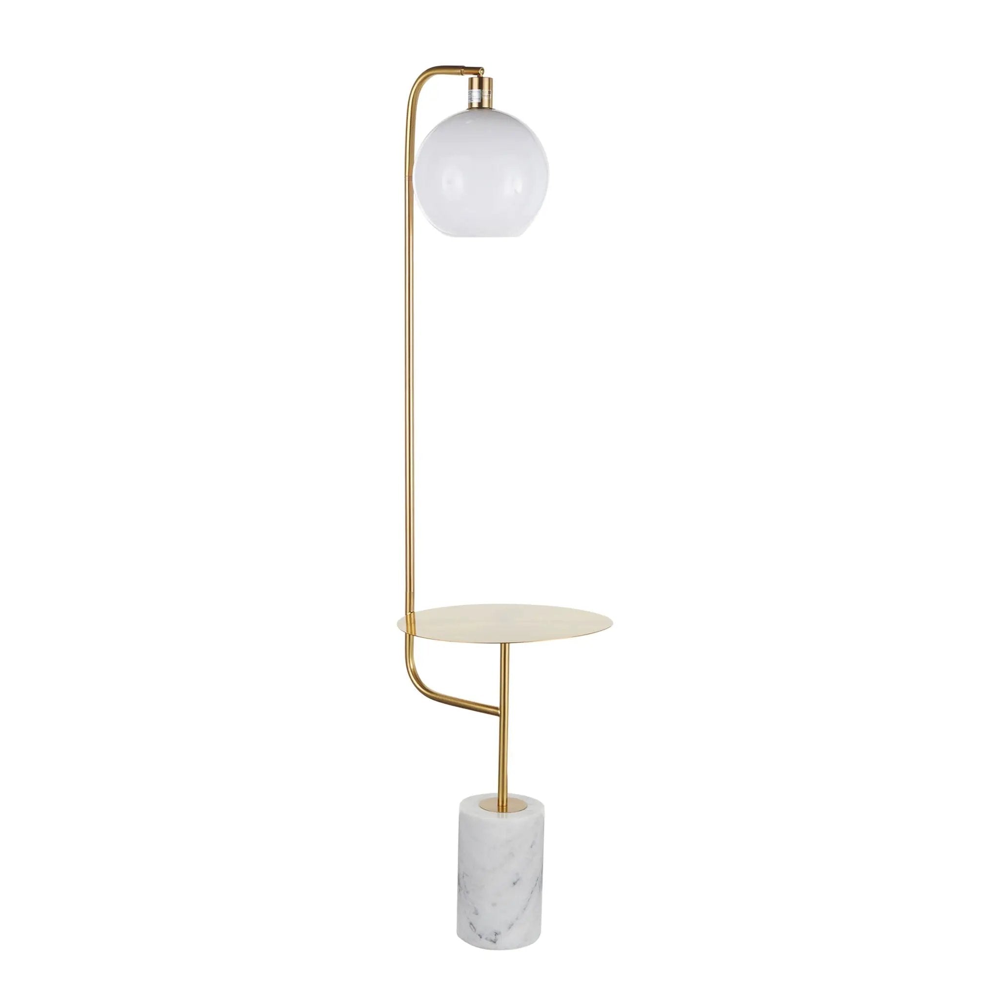Symbol - Contemporary / Glam Floor Lamp Side Table - White Marble by HouseOfZazla