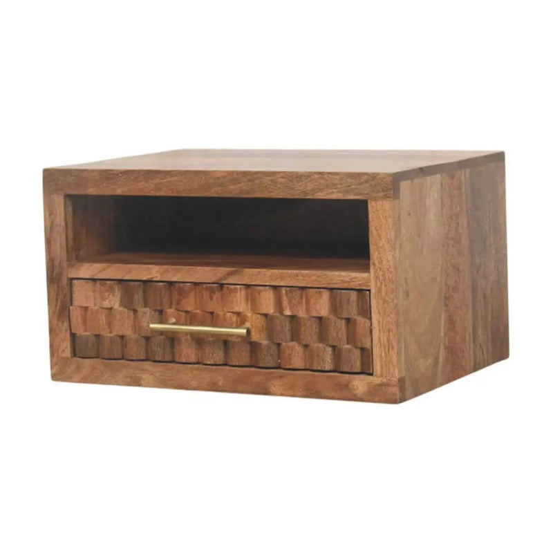 Solid Wood Arno Wall-Mounted Nightstand in Golden Teak by HouseOfZazla