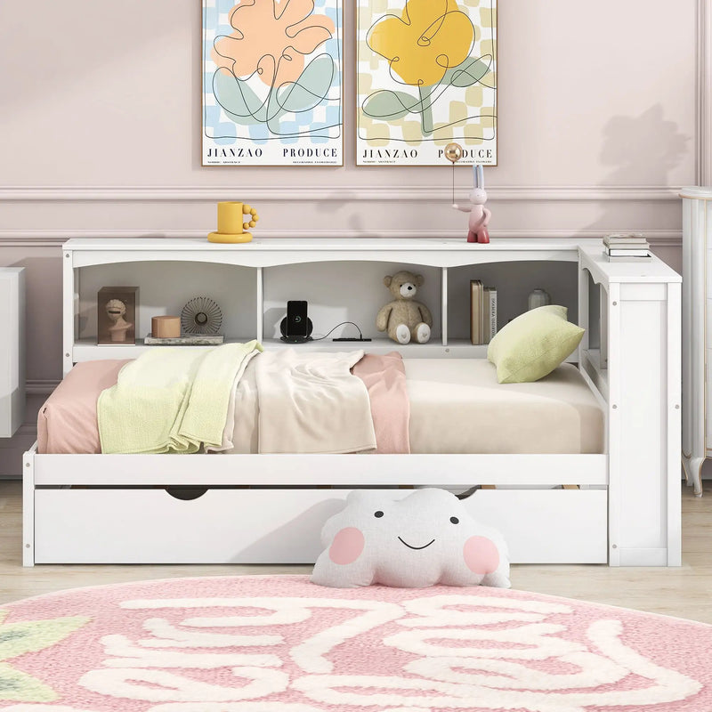 Daybed With Trundle, Storage Cabinets, USB Ports by HouseOfZazla