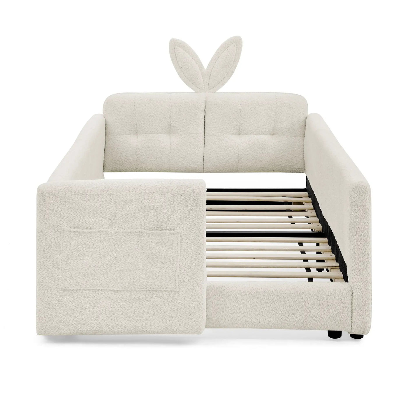 Cute Rabbit Ear Upholstered Platform Bed Frame With Safety Rail by Unique Piece Furniture