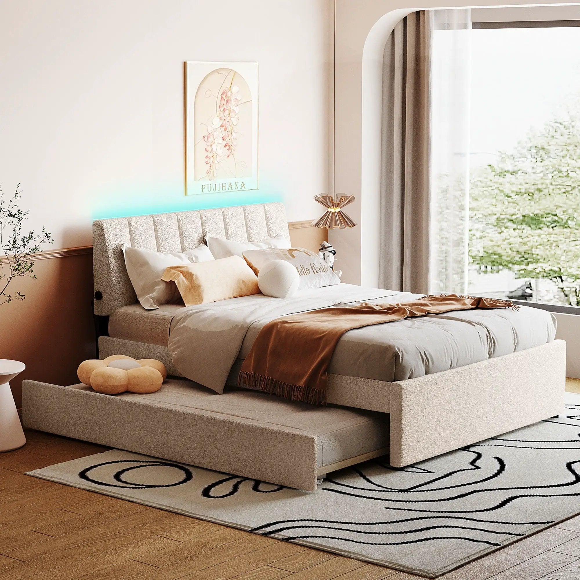 Upholstered Platform Bed With Trundle by Unique Piece Furniture
