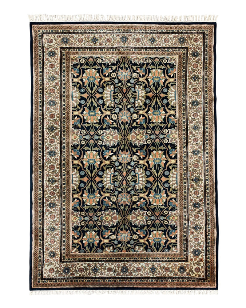 Indo Persian Bidjar Rug 6x10, Vintage Handmade Wool Carpet, Allover Pattern by Jewel Rugs