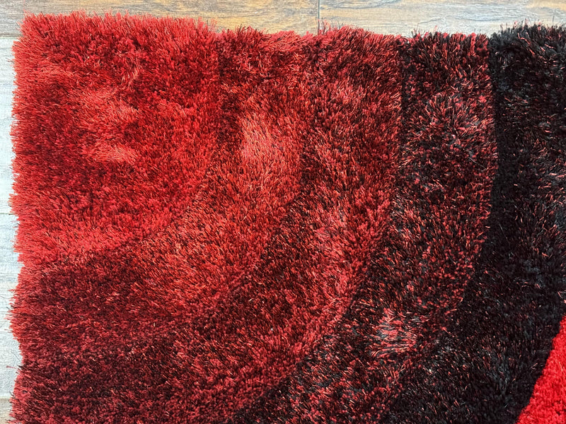 Red and Black Shag Rug 5x7, Pair A by Jewel Rugs