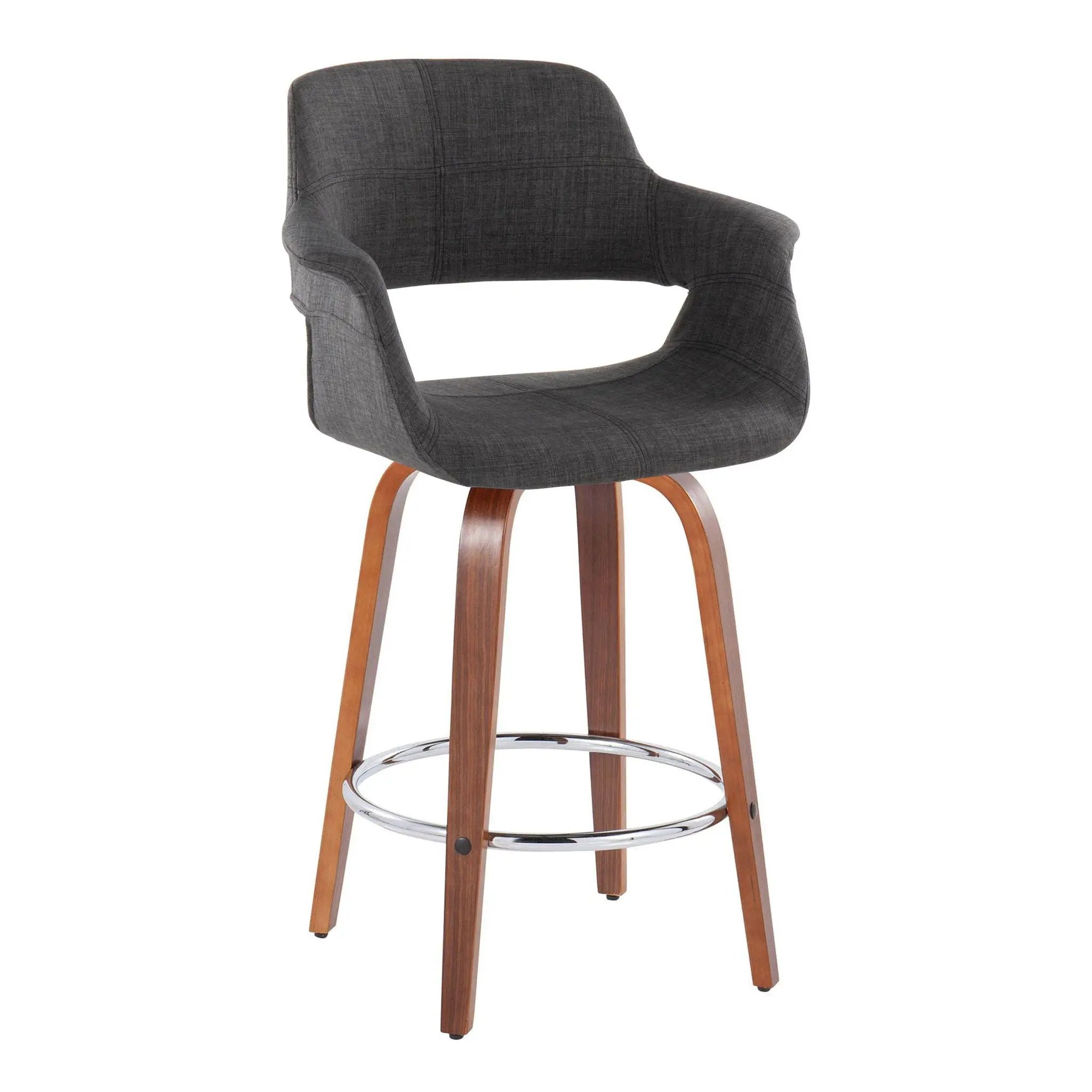 Vintage Flair - Mid-Century Modern Fixed Height Counter Stool With Swivel With Round Footrest (Set of 2) by HouseOfZazla