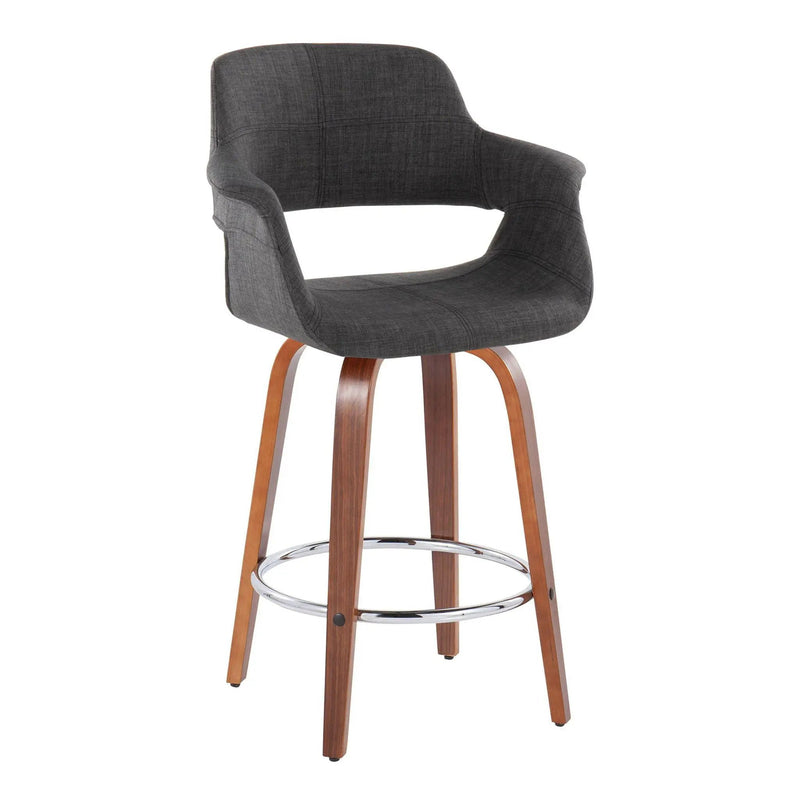 Vintage Flair - Mid-Century Modern Fixed Height Counter Stool With Swivel With Round Footrest (Set of 2) by HouseOfZazla