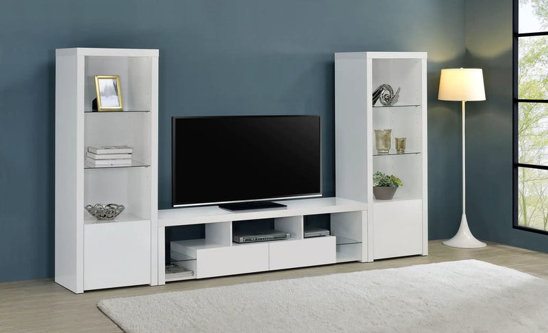 Jude 3-piece 71-inch TV Entertainment Center White High Gloss by Unique Piece Furniture