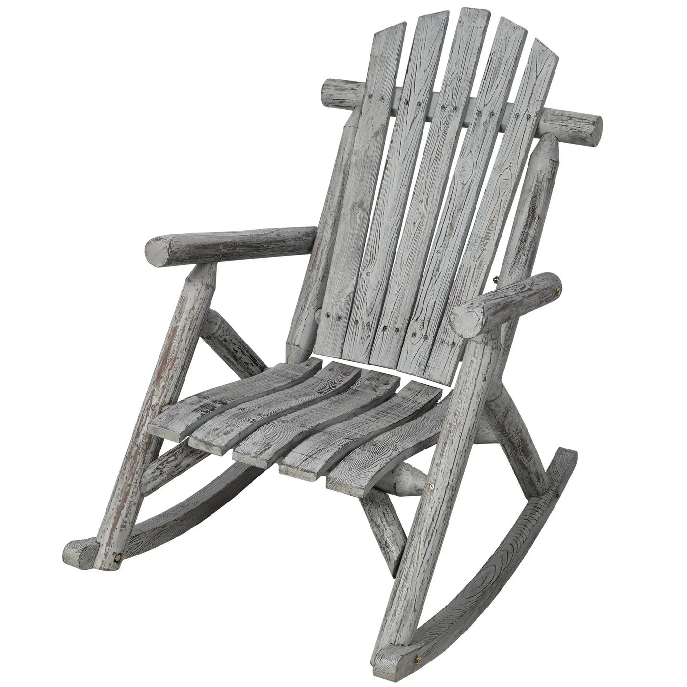 Durable Wooden Porch Rocker, Fir Log Rocking Chair by Unique Piece Furniture