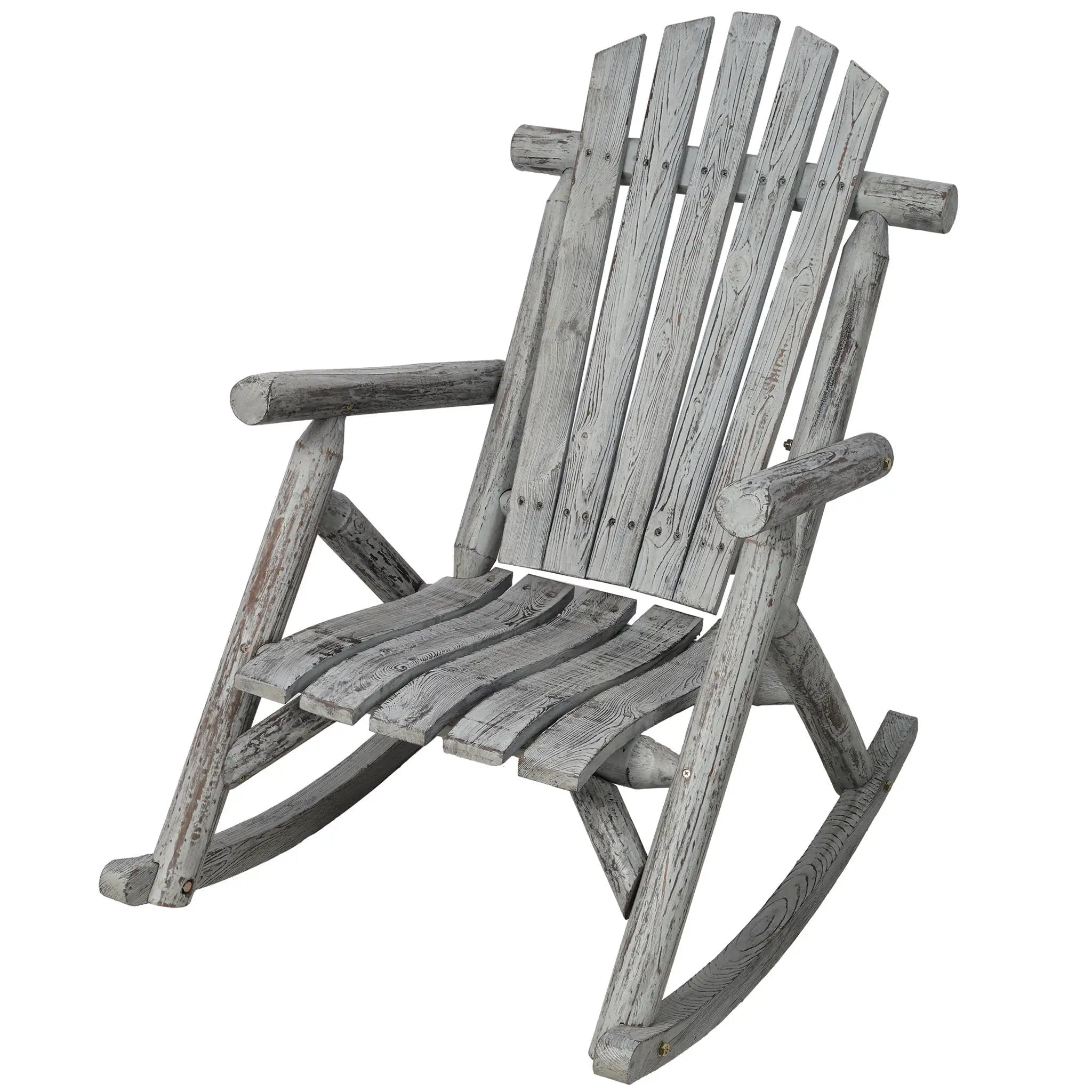 Durable Wooden Porch Rocker, Fir Log Rocking Chair by HouseOfZazla