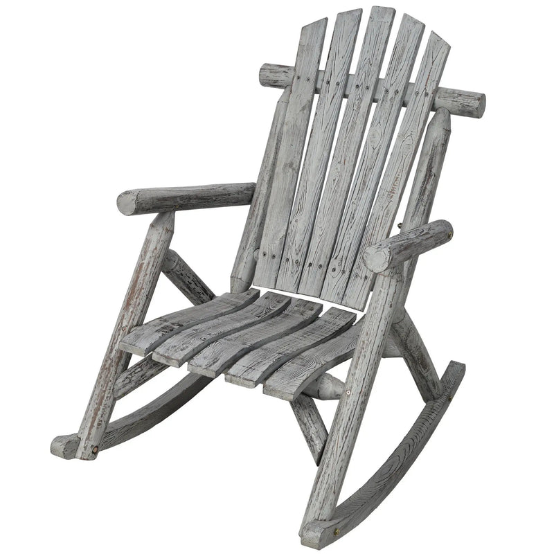 Durable Wooden Porch Rocker, Fir Log Rocking Chair by HouseOfZazla