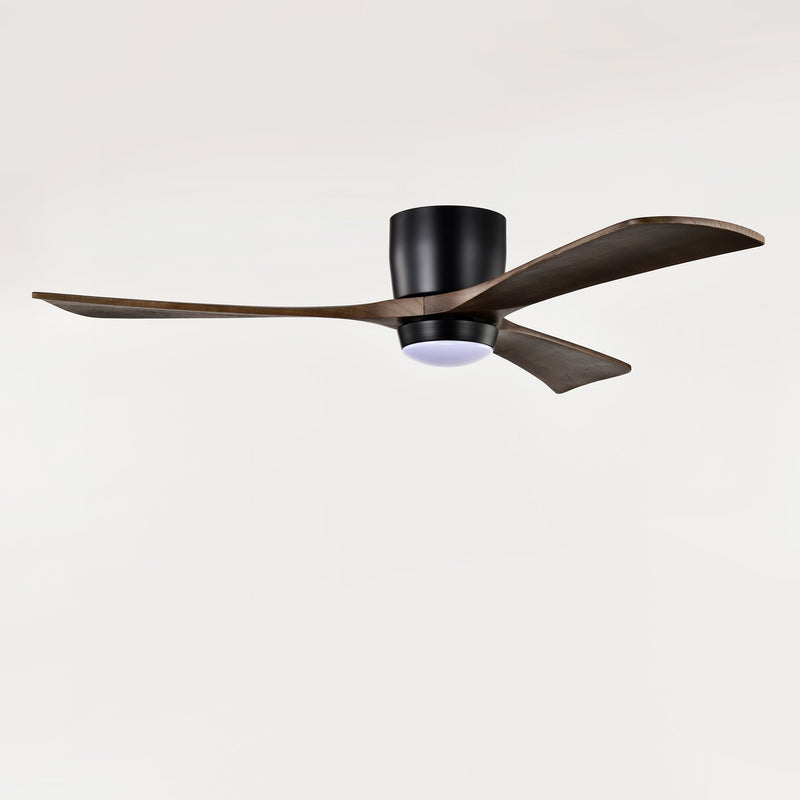 52" Flush Mount Solid Wood Blades Ceiling Fan with Lights Remote Control by HouseOfZazla