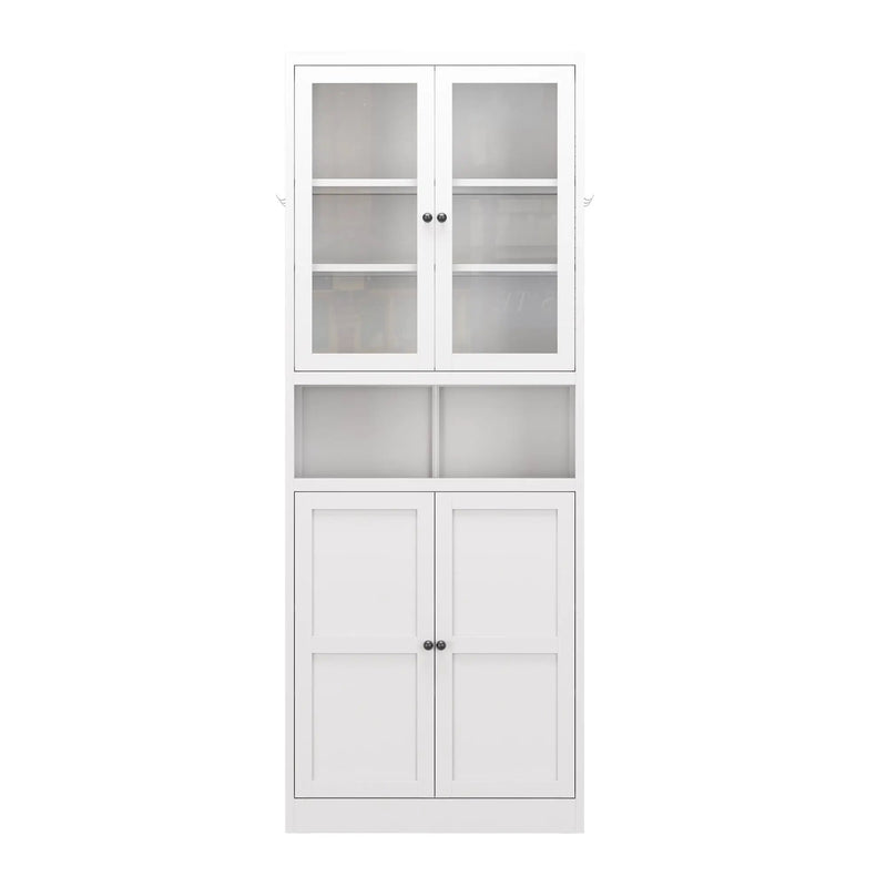 Metal Kitchen Pantry Cabinet Tall Storage With Adjustable Shelves, Heavy Duty Stainless Steel Frame - White by HouseOfZazla