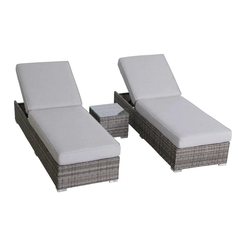 3 Piece Chaise Lounge Set With Adjustable Reclining - Gray Mix by HouseOfZazla