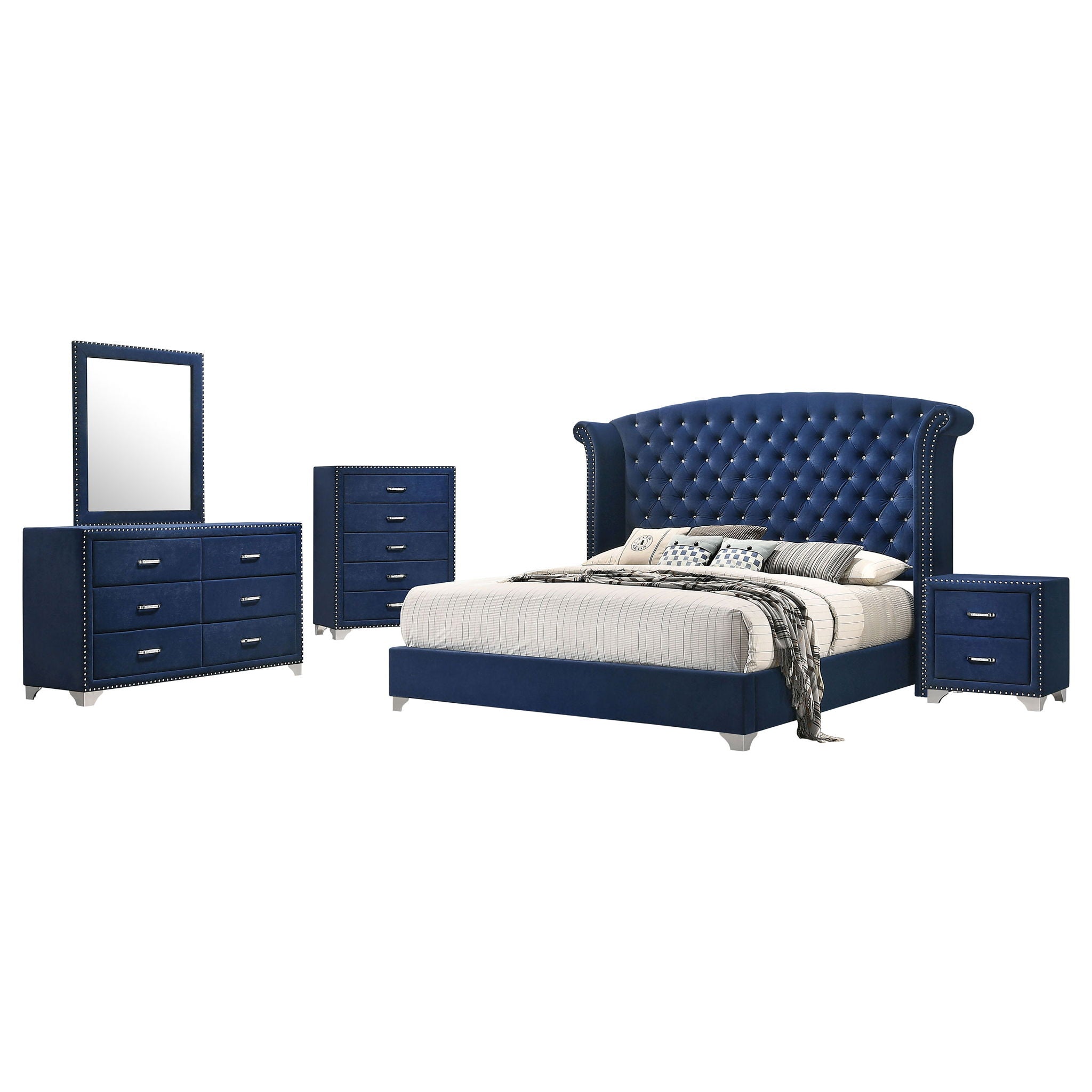 Melody 5-piece Eastern King Bedroom Set Pacific Blue by Unique Piece Furniture