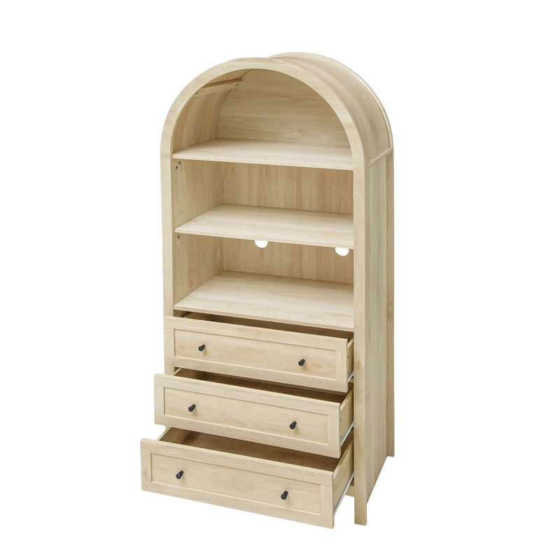Arched Kitchen Pantry, Modern Farmhouse Wood Kitchen Storage Cabinets, Arched Storage Display Cabinet With Adjustable Shelves, Versatile Cupboard For Kitchen, Dining Room, Living Room - Natural by HouseOfZazla
