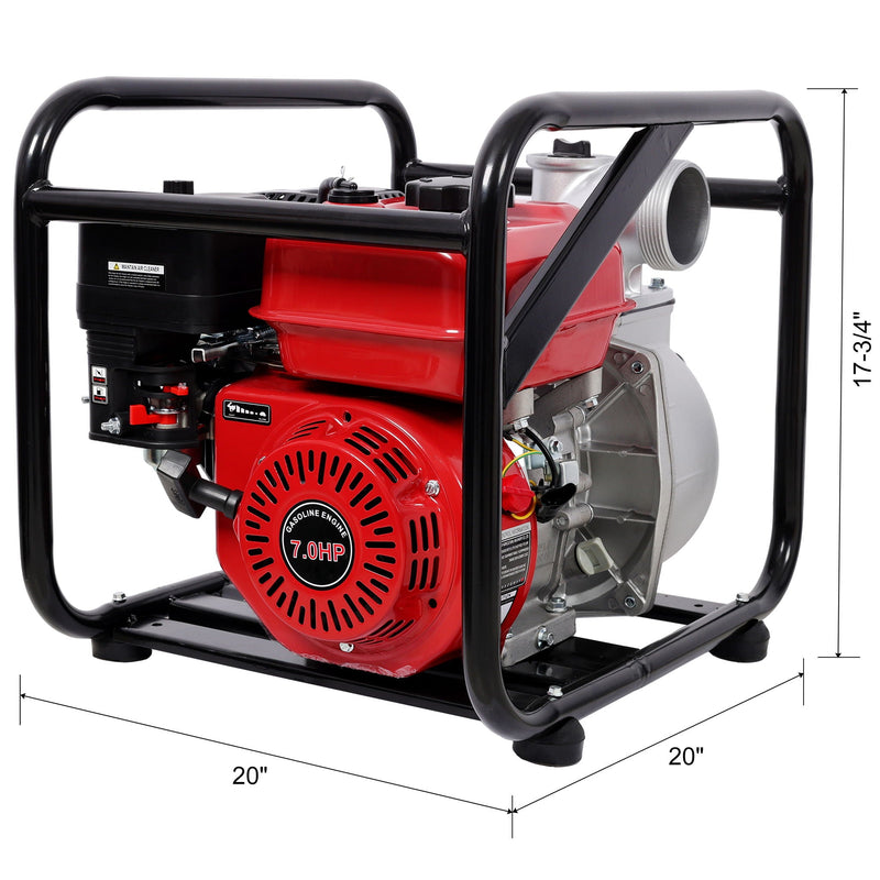Gasoline Powered Water Pump 3" Inlet & Outlet, 264Gpm Flow, 7Hp Engine - Black / Red by HouseOfZazla