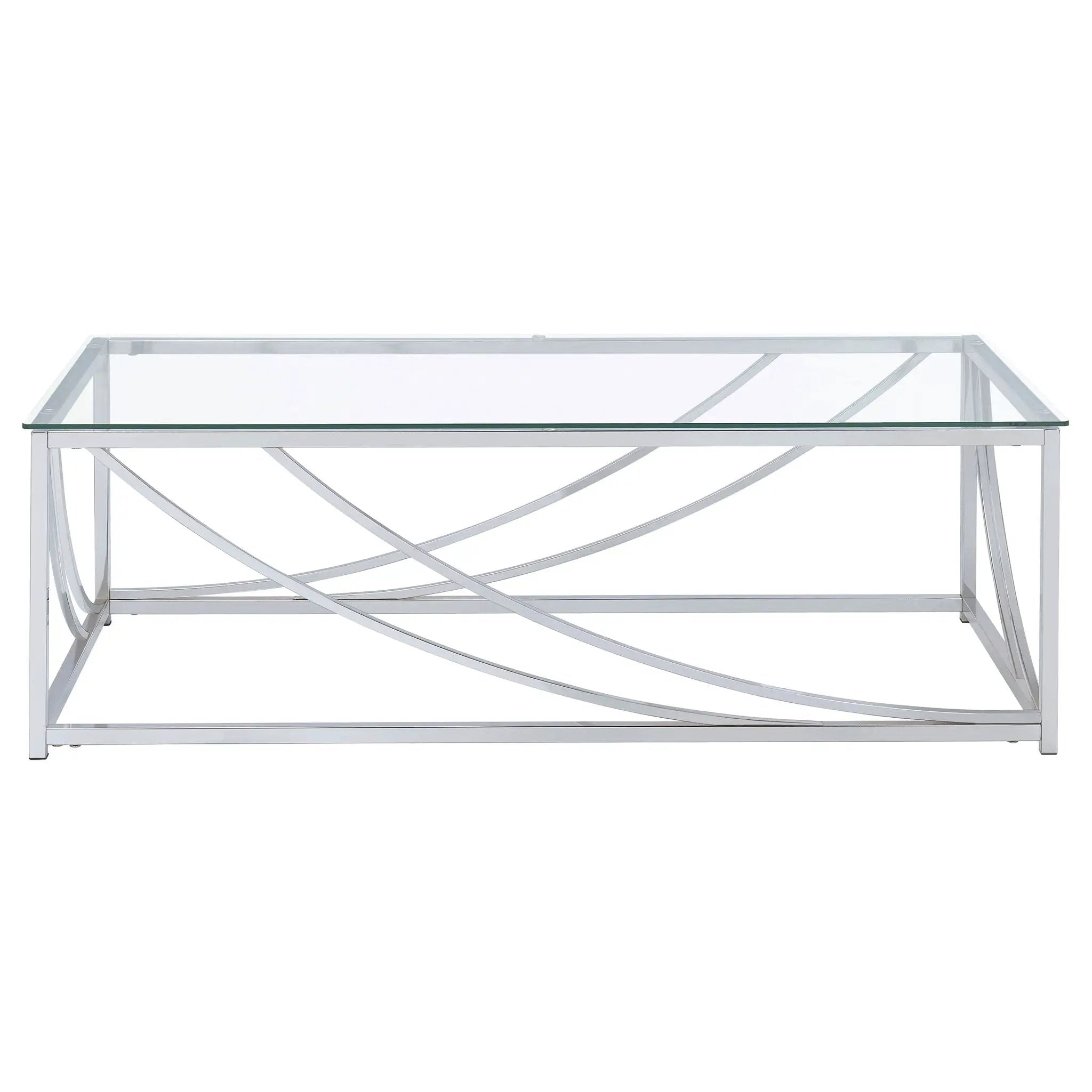 Lille Rectangular Glass Top Coffee Table Chrome by Unique Piece Furniture