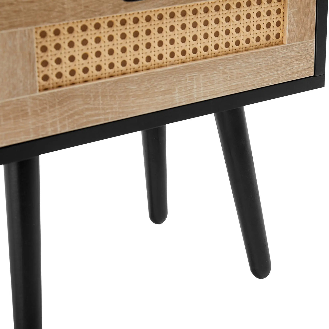 15.75" Rattan End Table With Drawer And Solid Wood Legs, Modern Nightstand, Side Table For Living Room, Bedroom by HouseOfZazla