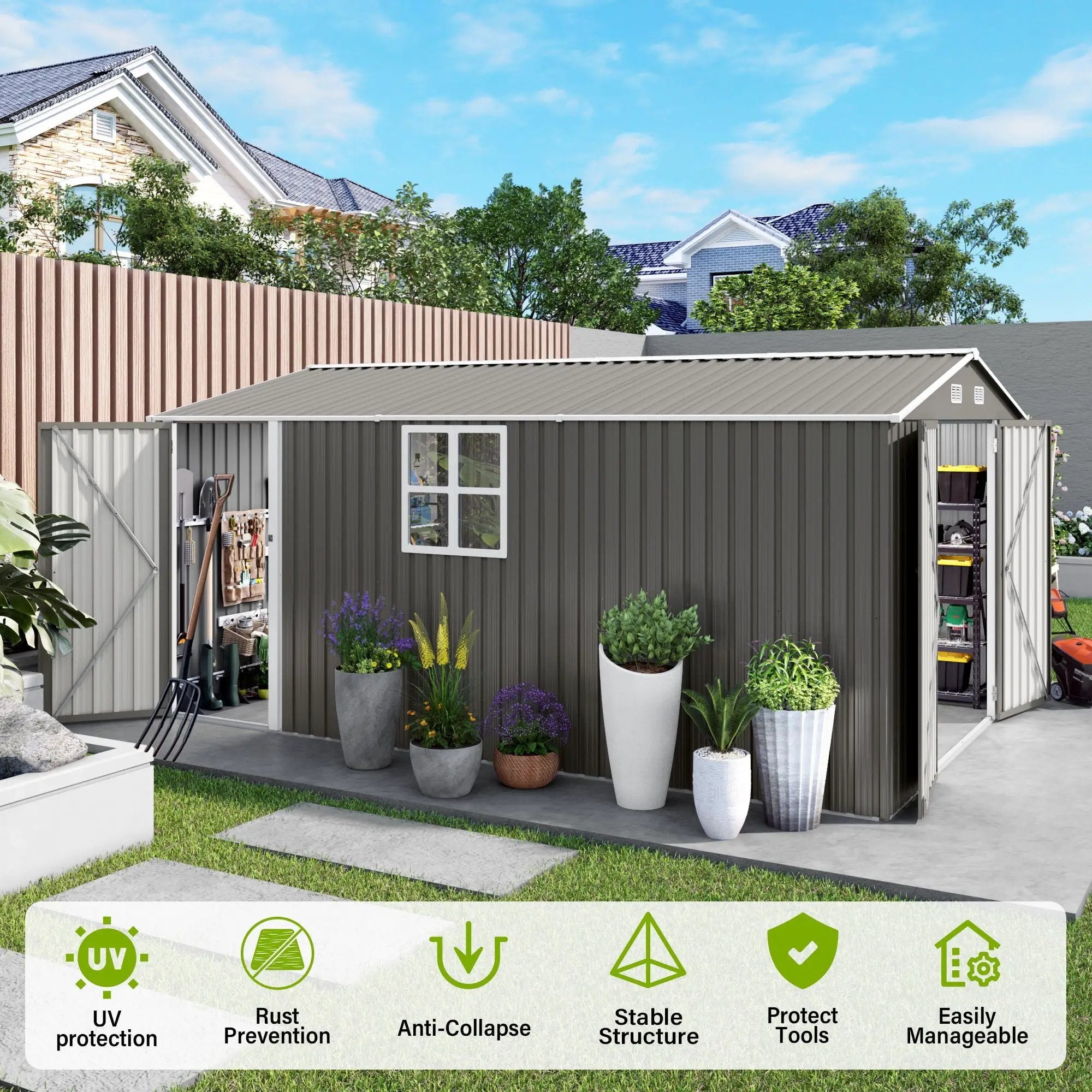 Outdoor Storage Shed With Lockable Doors by HouseOfZazla
