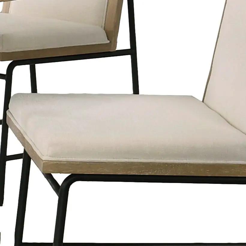 Tate - Round Dining Table With Cream Color Upholstered Chairs (Set of 5) - Oak Finish by HouseOfZazla