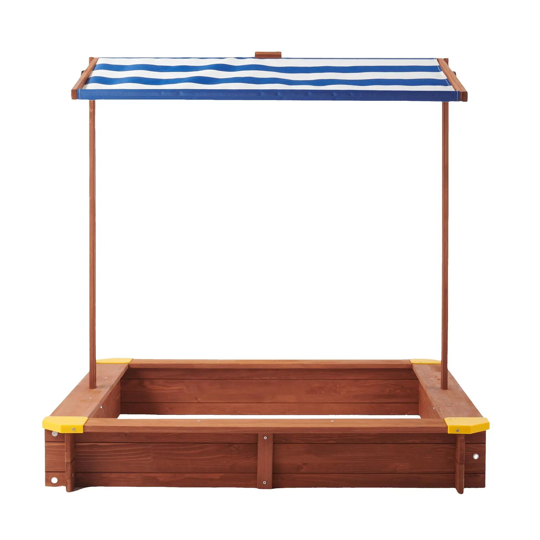 Kids Sandbox With Cover, Sand Box With Adjustable Canopy, Large Outdoor Cedar Sandpit For Backyard Play - Reddish Brown by HouseOfZazla