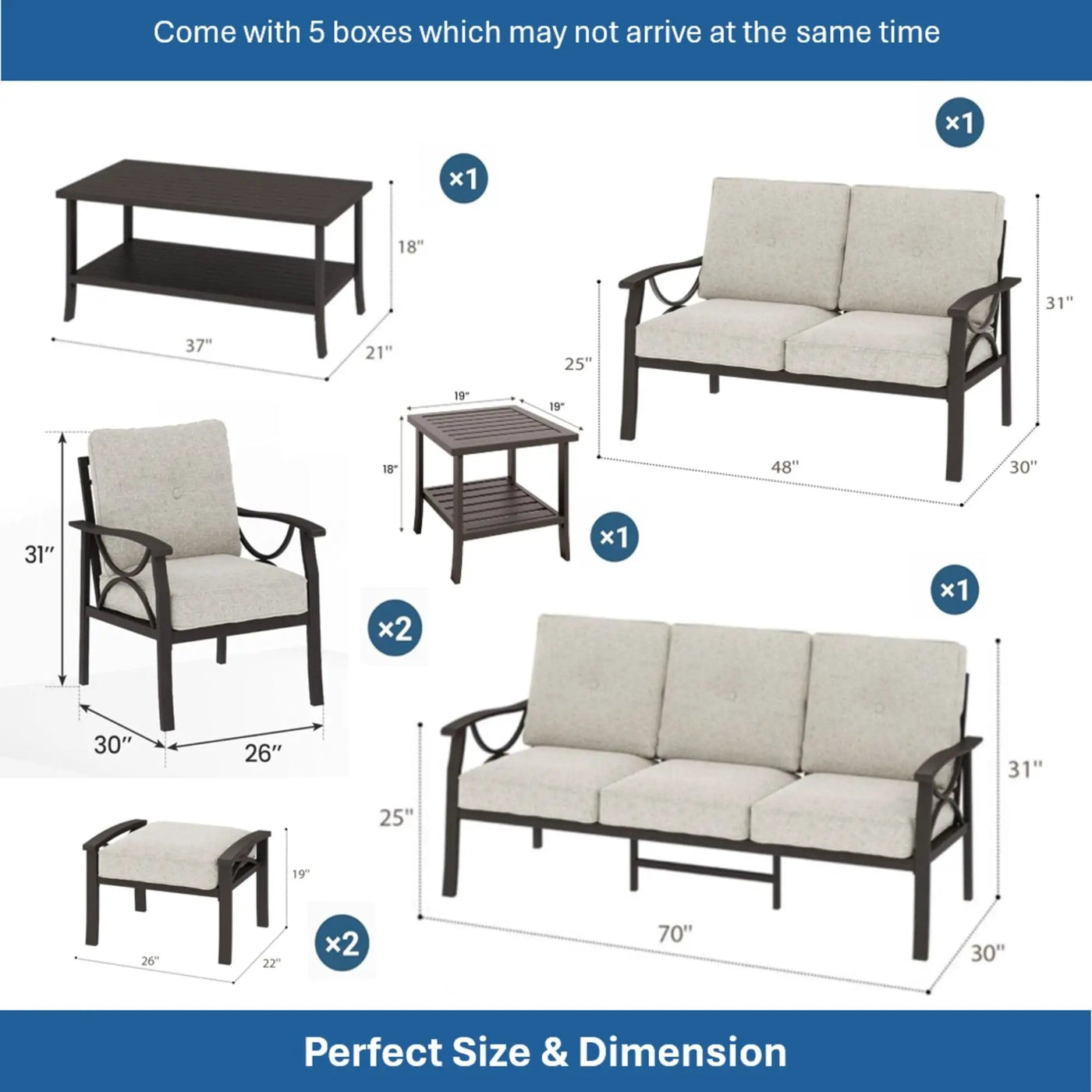 Patio Furniture Set with Coffee Table and Cushions for Backyard by HouseOfZazla