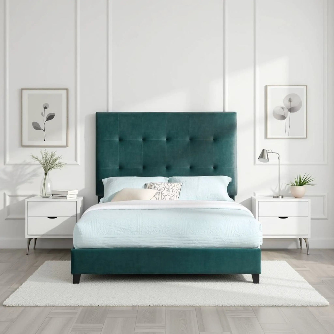 Tufted Upholstered Headboard Platform Bed by HouseOfZazla