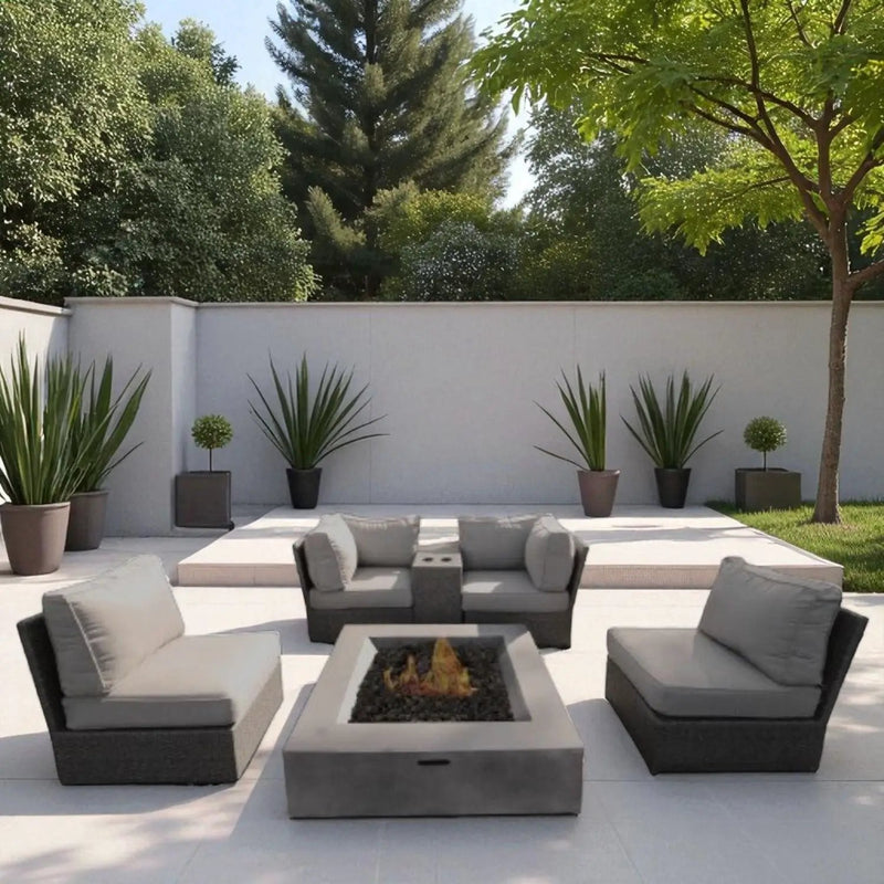 Contemporary Patio Seating Set With Fire Pit by Unique Piece Furniture