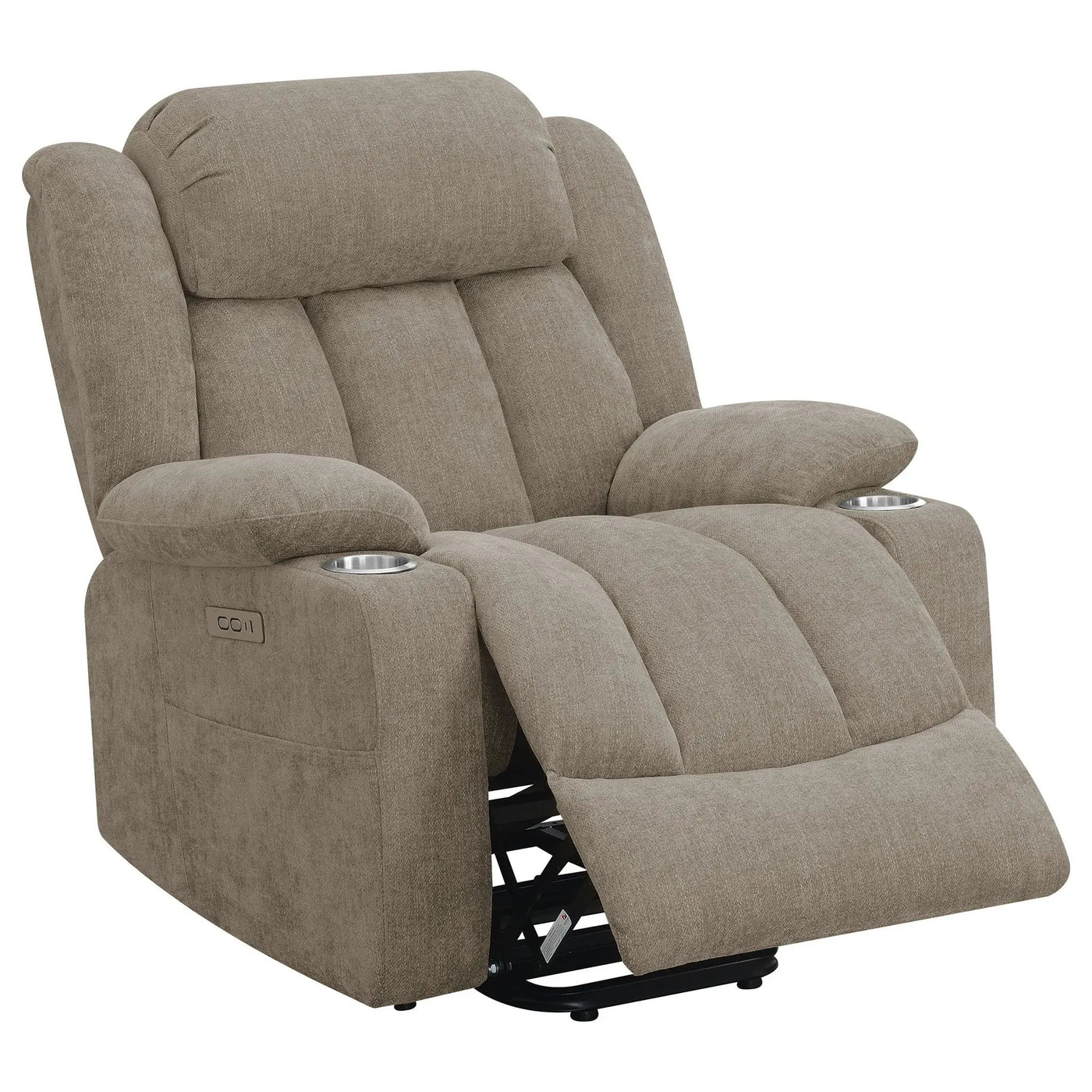 Beca - Upholstered Power Lift Recliner With Cupholders And USB Charging by HouseOfZazla