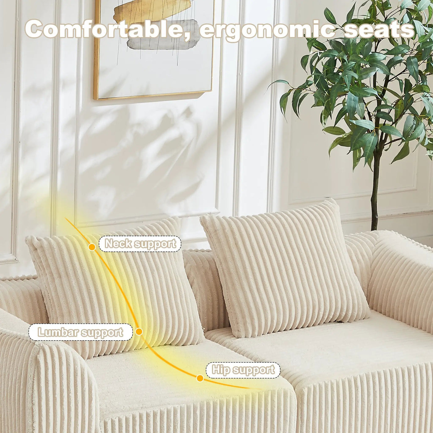 Minimalist Corduroy Sofa Featuring Curved Lines by HouseOfZazla