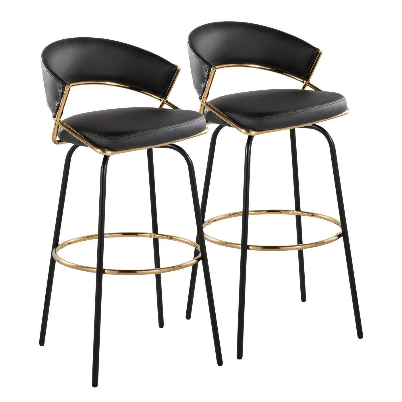 Jie - Fixed Height Contemporary Barstool With Swivel Round Footrest (Set of 2) by HouseOfZazla