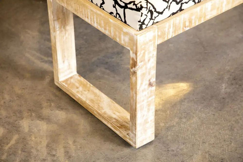 Aiden Fabric Upholstered Accent Bench Distressed White by Unique Piece Furniture