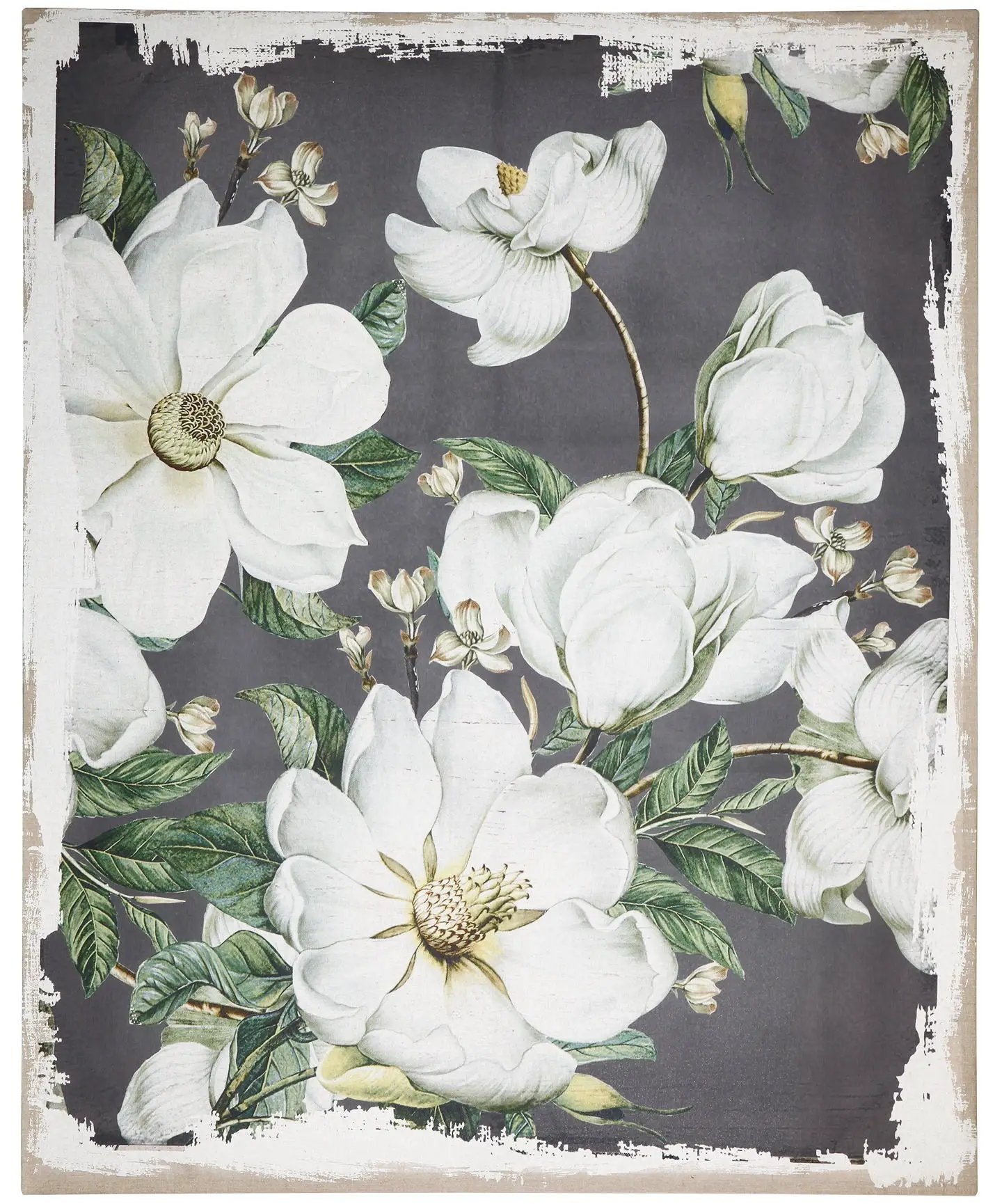 Large Botanical Wall Art Prints, Home Decor For Living Room Dining Room Bedroom Hallway - White / Gray by Unique Piece Furniture