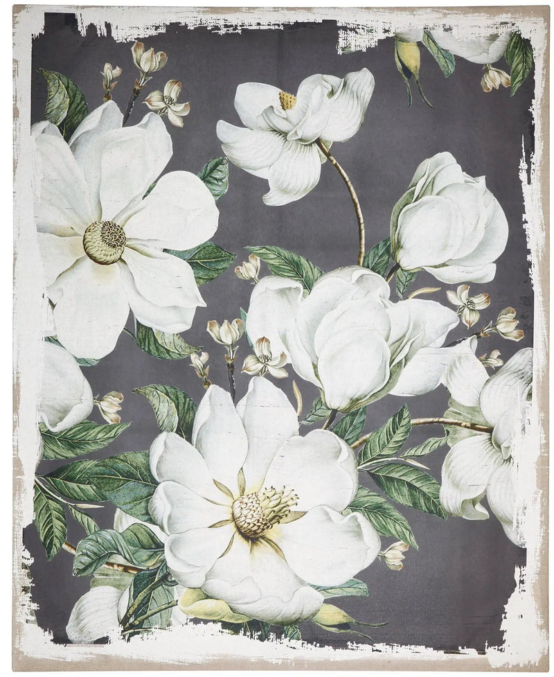 Large Botanical Wall Art Prints, Home Decor For Living Room Dining Room Bedroom Hallway - White / Gray by HouseOfZazla