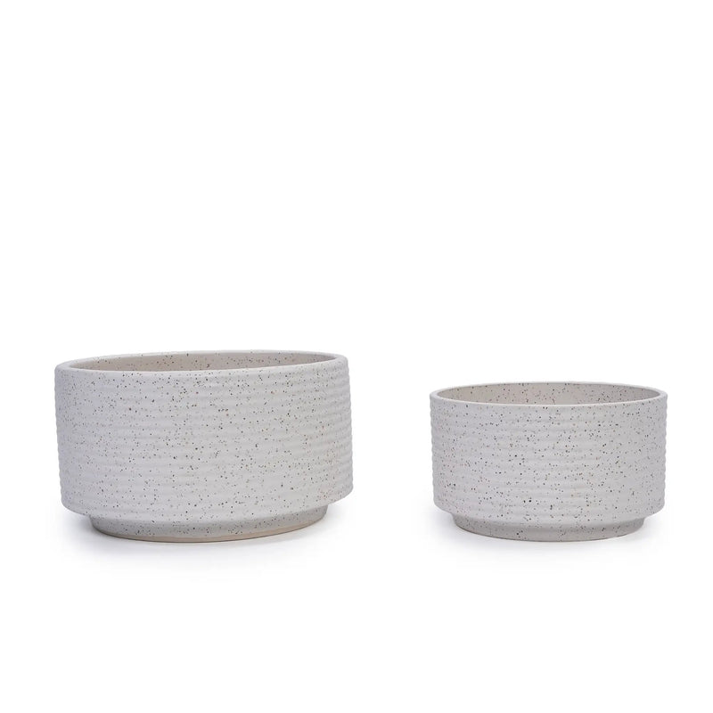 2 Pieces Ceramic Flowerpot Set, Milk White by HouseOfZazla
