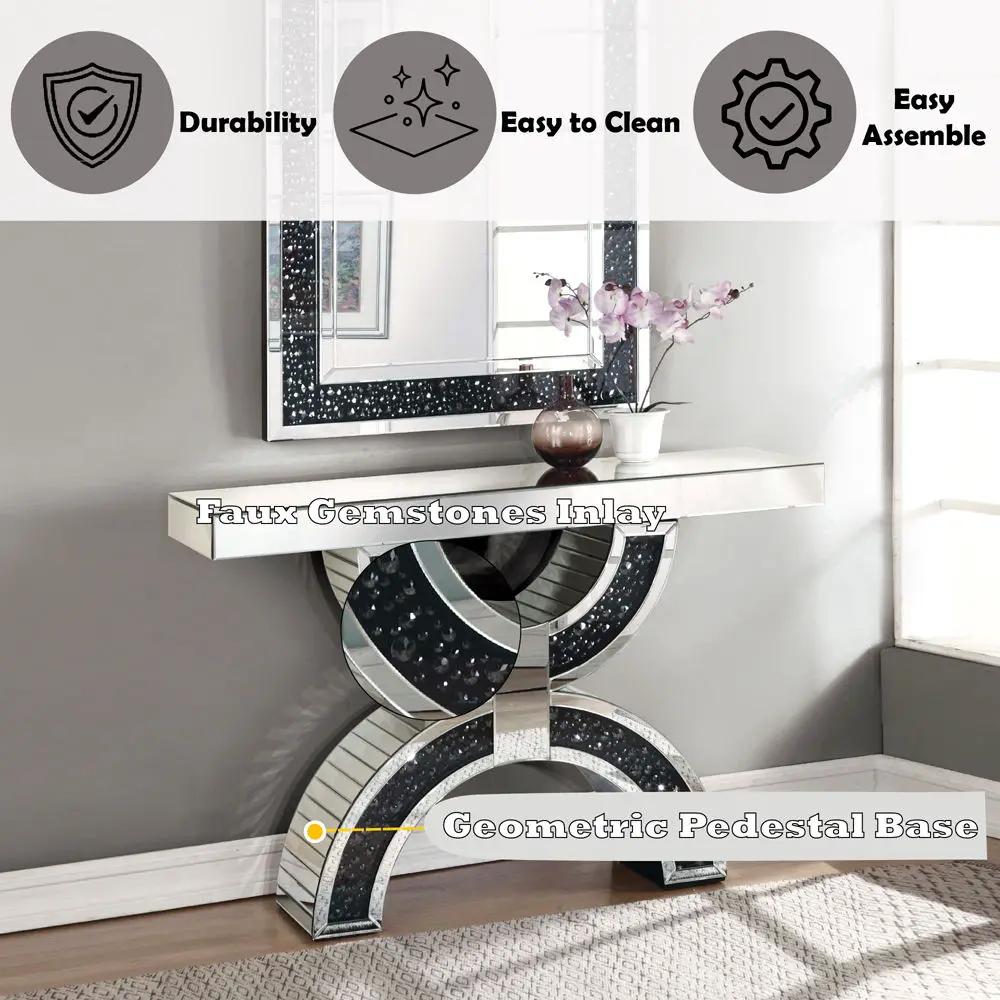 Nysa - Console Table With Faux Crystals - Mirrored by Unique Piece Furniture