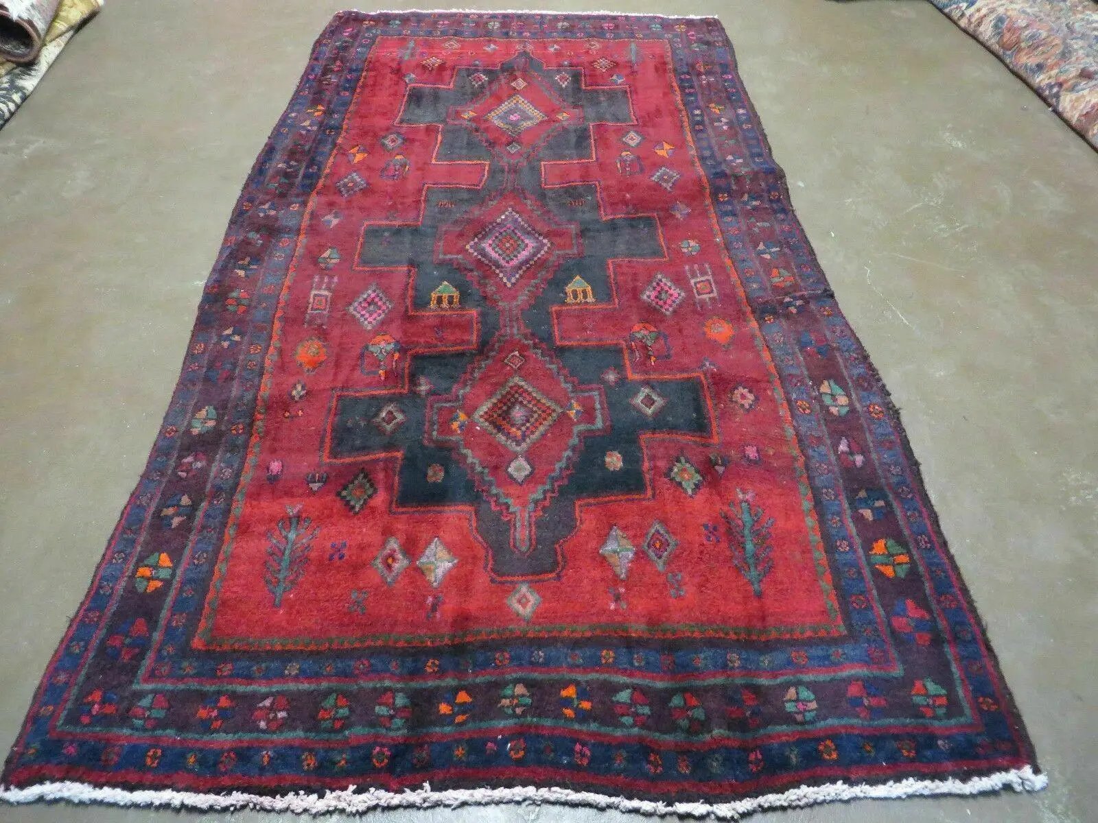 4' X 8' Antique Handmade India Geometric Oriental Wool Rug Veg Dyes Nice by Jewel Rugs