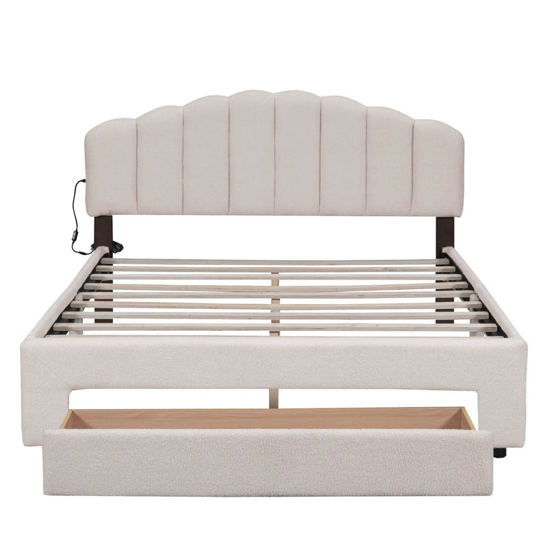 Upholstered Platform Bed With Drawer by Unique Piece Furniture