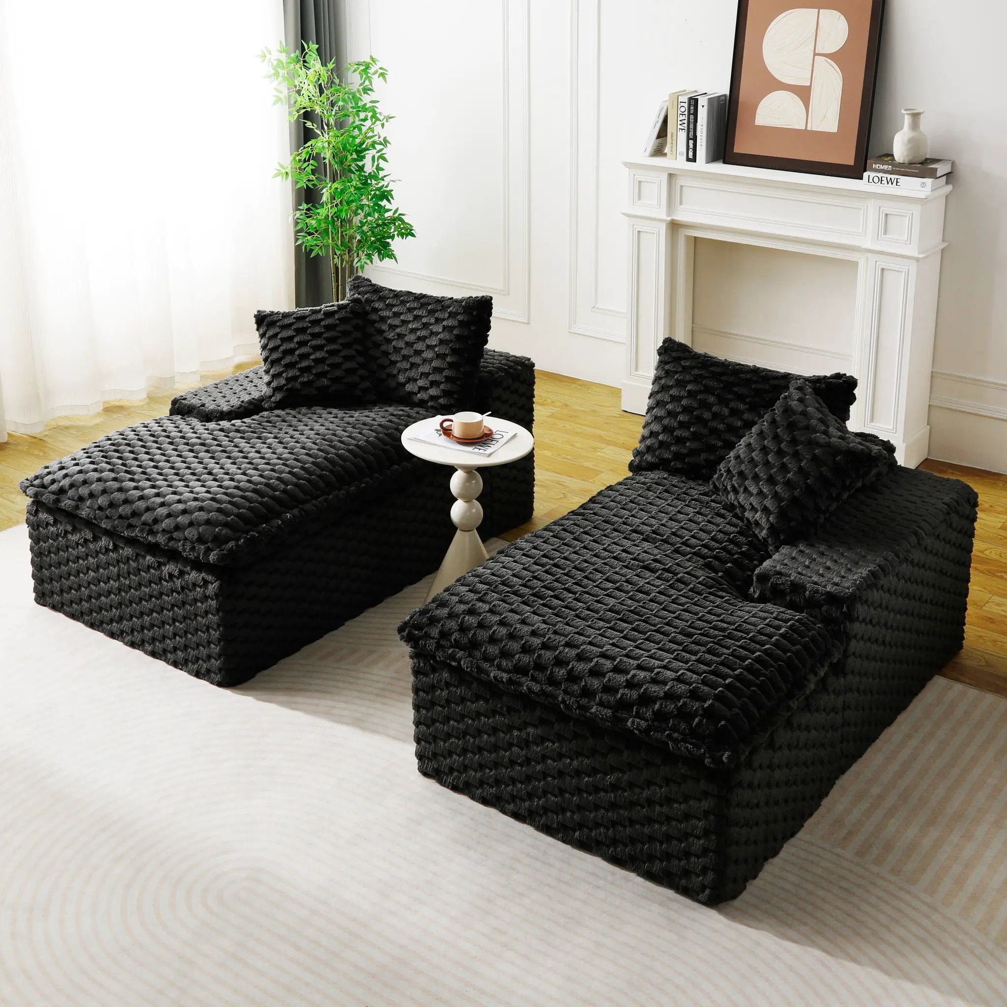 Double Chaise Lounge With Full Compressed Sponge by Unique Piece Furniture