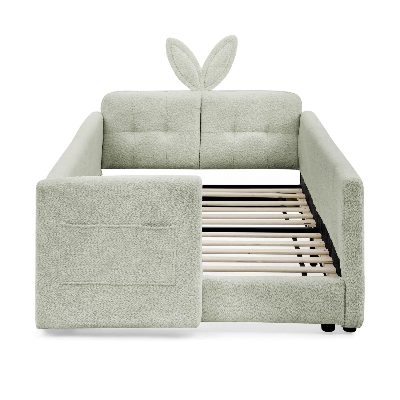 Cute Rabbit Ear Upholstered Platform Bed Frame With Safety Rail by HouseOfZazla