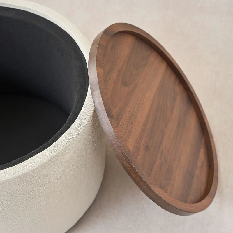 Nesting Ottomans, Round Coffee Table & Bench With Tray (Set of 2)