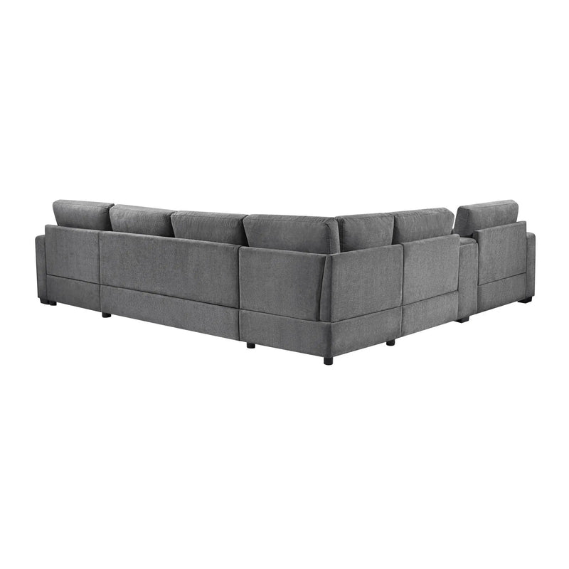 Modular 5 Seat U-Shape Sectional Sofa With Chaise Lounge, Built In Cup Holders And Storage Drawer by HouseOfZazla