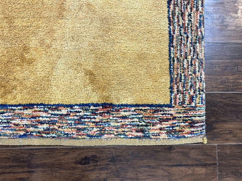 Indo Gabbeh Rug 3.7 x 5, Tribal Rug, Boho Rug, Wool Handmade Carpet by Jewel Rugs