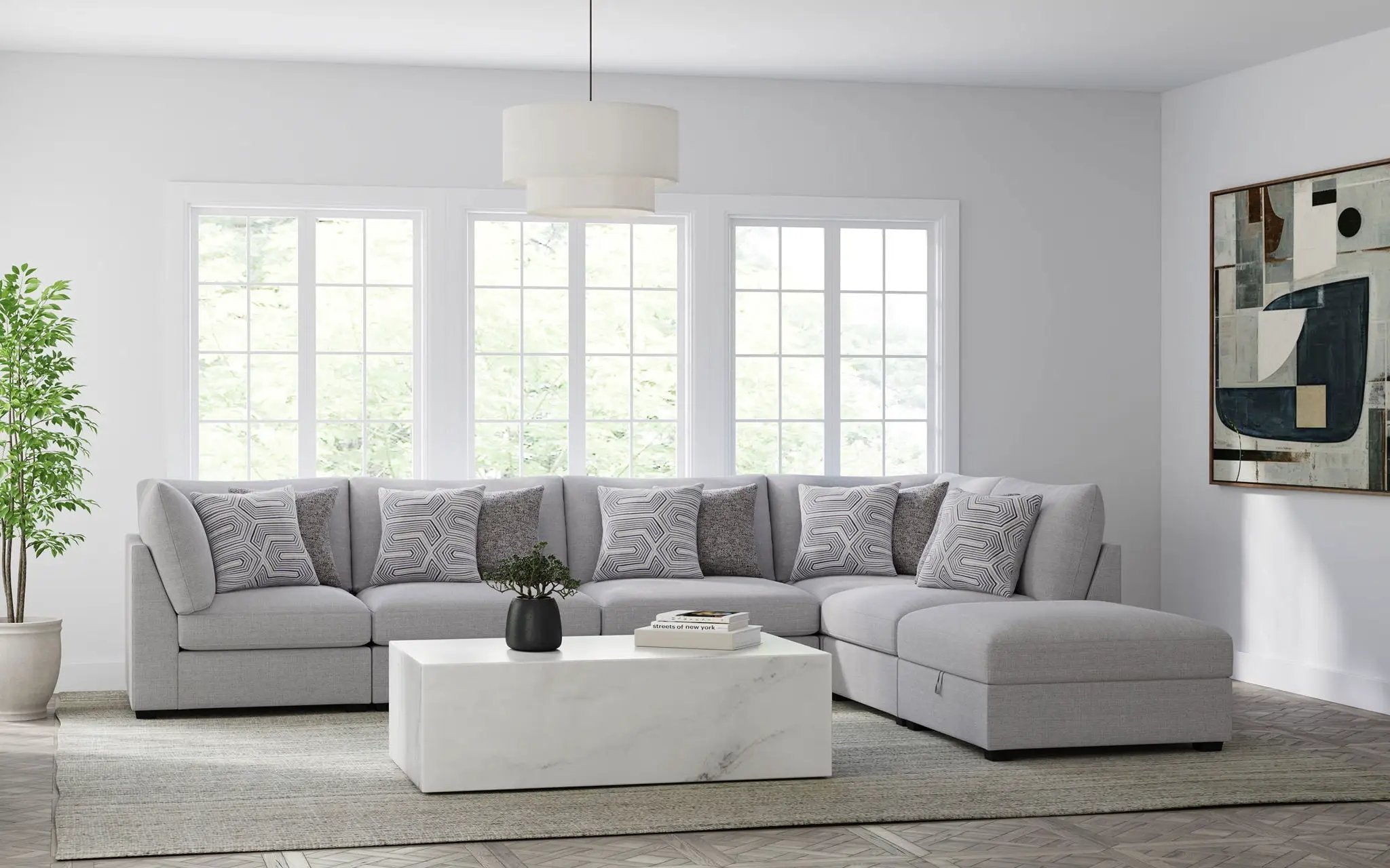 Cambria 6-piece Upholstered Modular Sectional Sofa Grey by Unique Piece Furniture